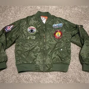 Alpha Industries MA-1 Flight Bomber Pilot Aviation Jacket Green Kids Size 12-14